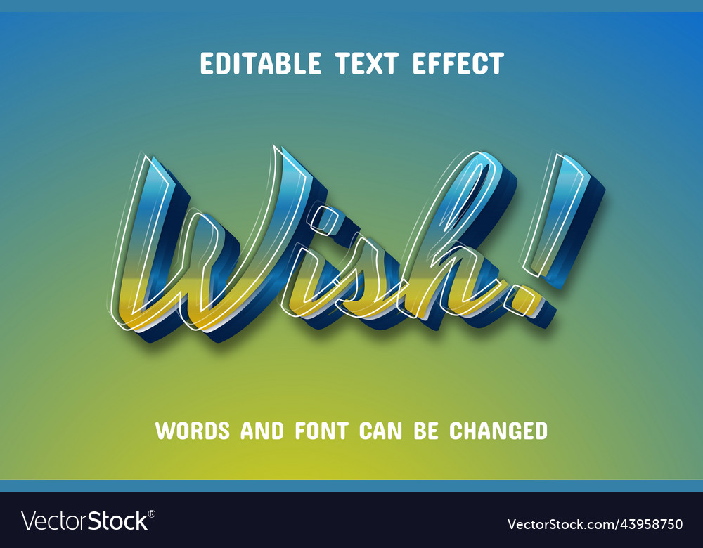 Wish text - editable gradient effect vector image Wish text - editable gradient effect