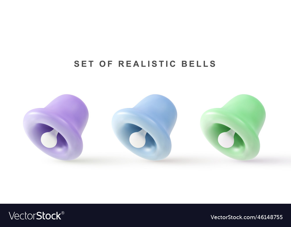 3d realistic set bells on white background