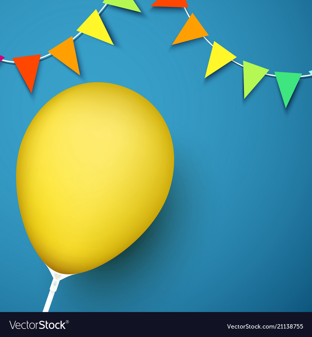 Blue festive background with yellow balloon