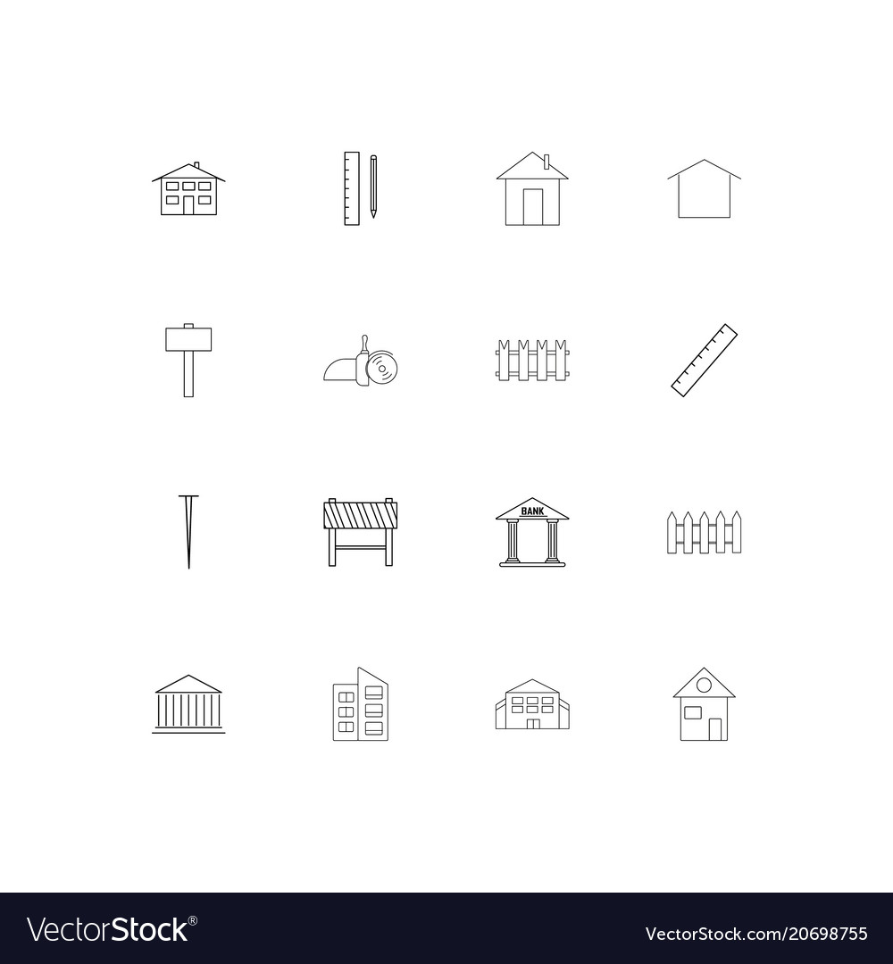 Buildings and constructions simple linear icons
