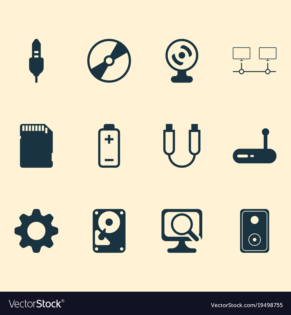 Computer icons set with hdd connected devices