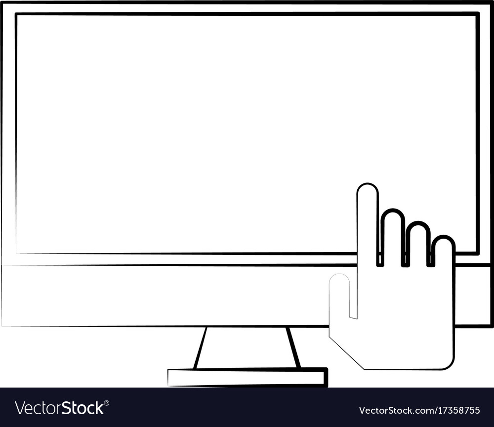 Computer monitor with hand cursor icon image