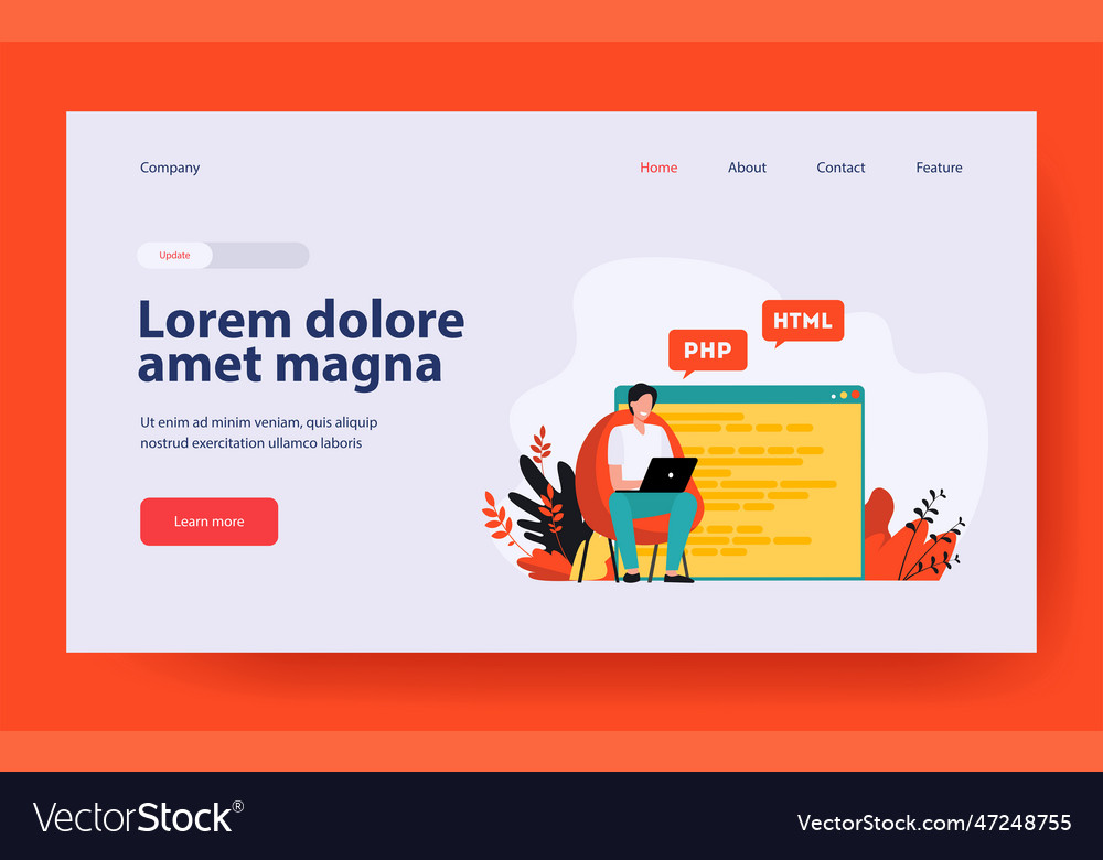 Developer writing code for website Royalty Free Vector Image