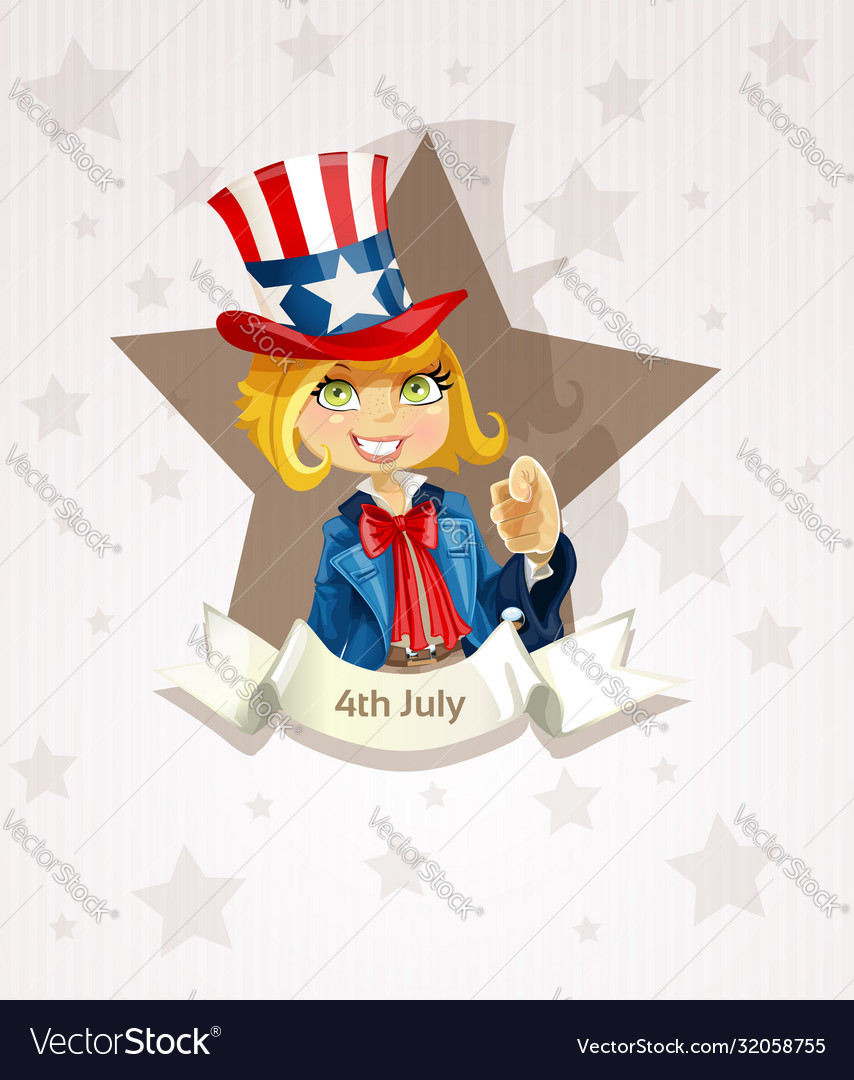 Fourth july poster with pretty blond girl