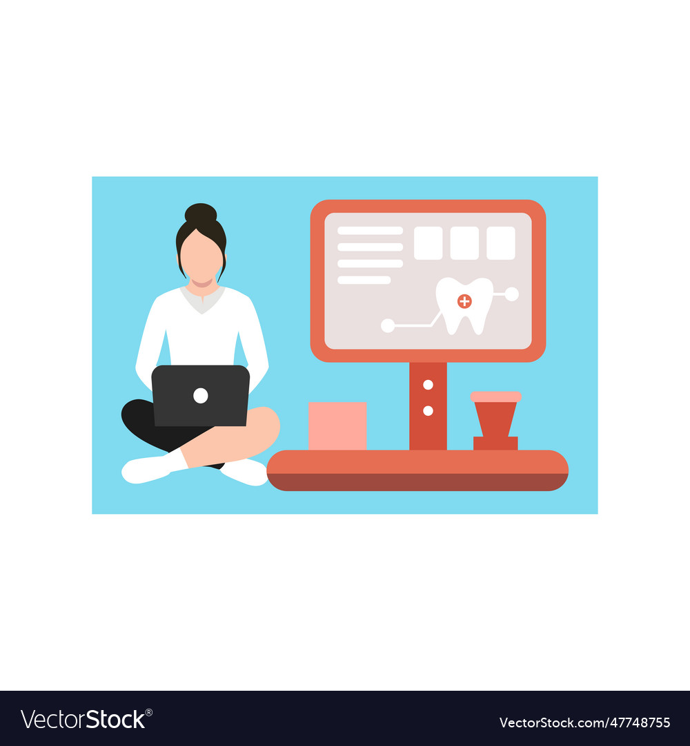 Girl having online dental checkup