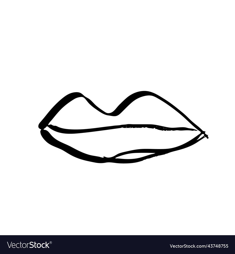 Hand drawn lips icon Royalty Free Vector Image