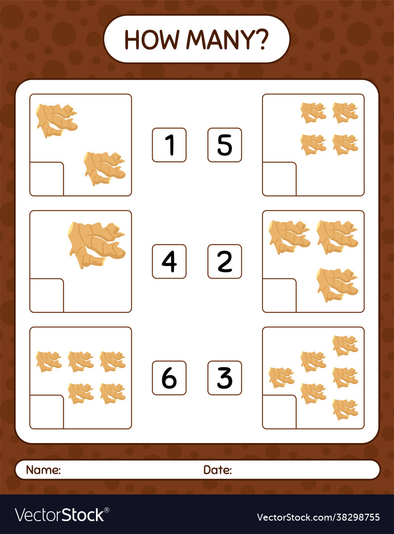 How many counting game with ginger worksheet