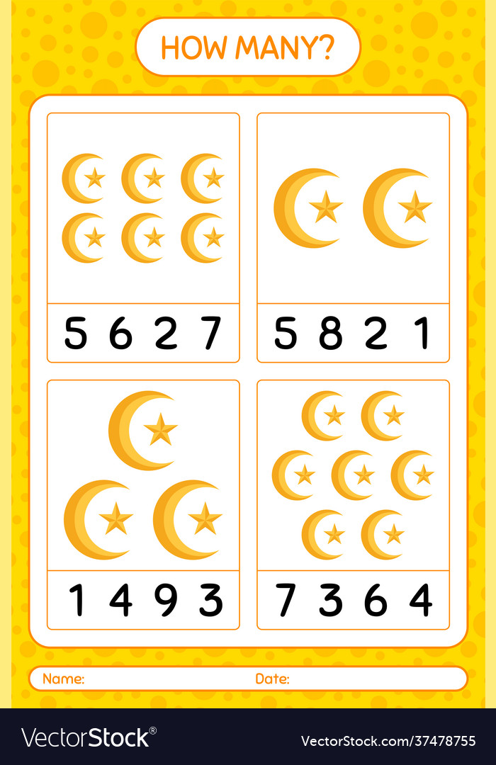 How many counting game with moon and star vector image How many counting game with moon and star