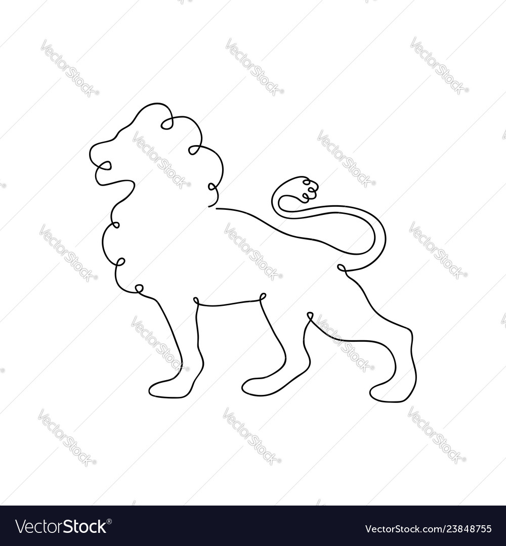 Lion one line drawing vector image Lion one line drawing
