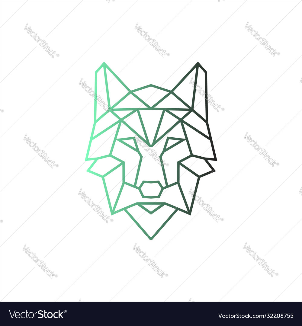 Modern line art wolf head