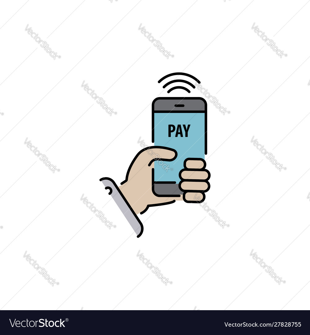 Payment with smartphone color icon online Vector Image