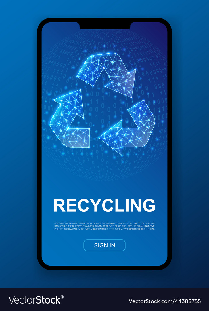 Recycle 3d polygonal symbol for ui ux design