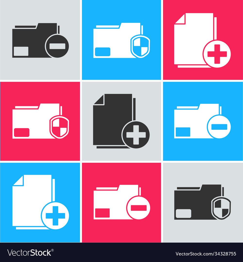 Set document folder with minus vector image Set document folder with minus