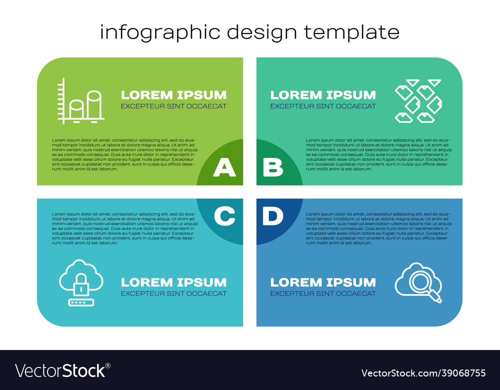 Set line cloud computing lock data analysis vector image Set line cloud computing lock data analysis