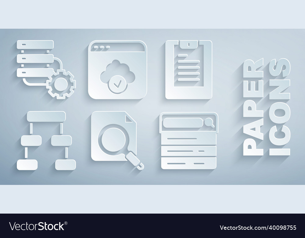 Set search concept with folder server data vector image Set search concept with folder server data