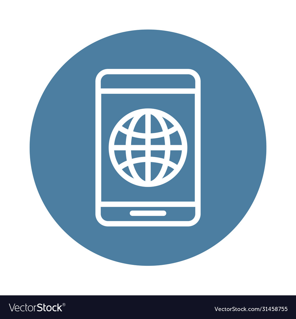 Smartphone with sphere browser line style vector image Smartphone with sphere browser line style