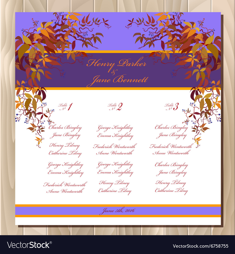 Table guest list autumn wild grape background