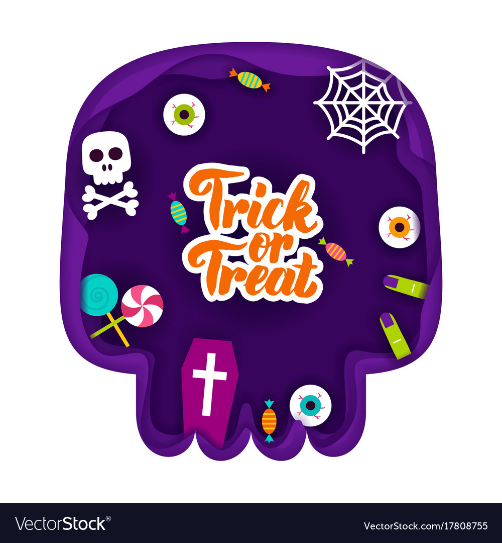 Trick or treat papercut concept