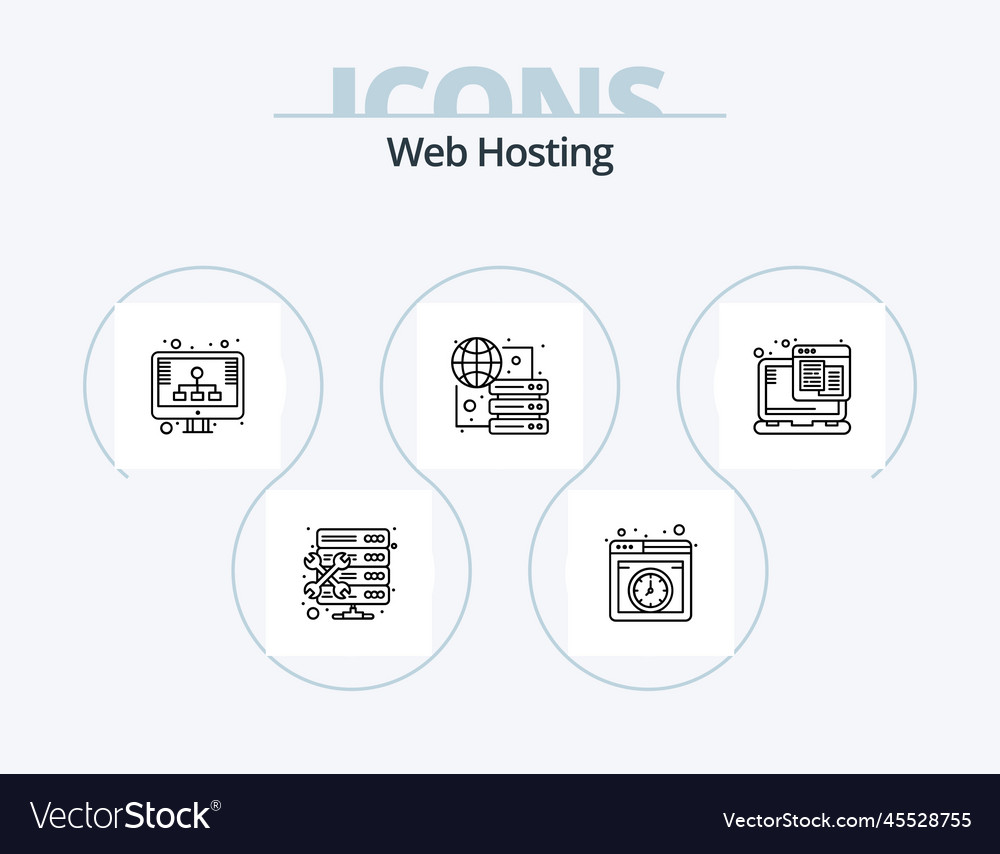Web hosting line icon pack 5 design analysis