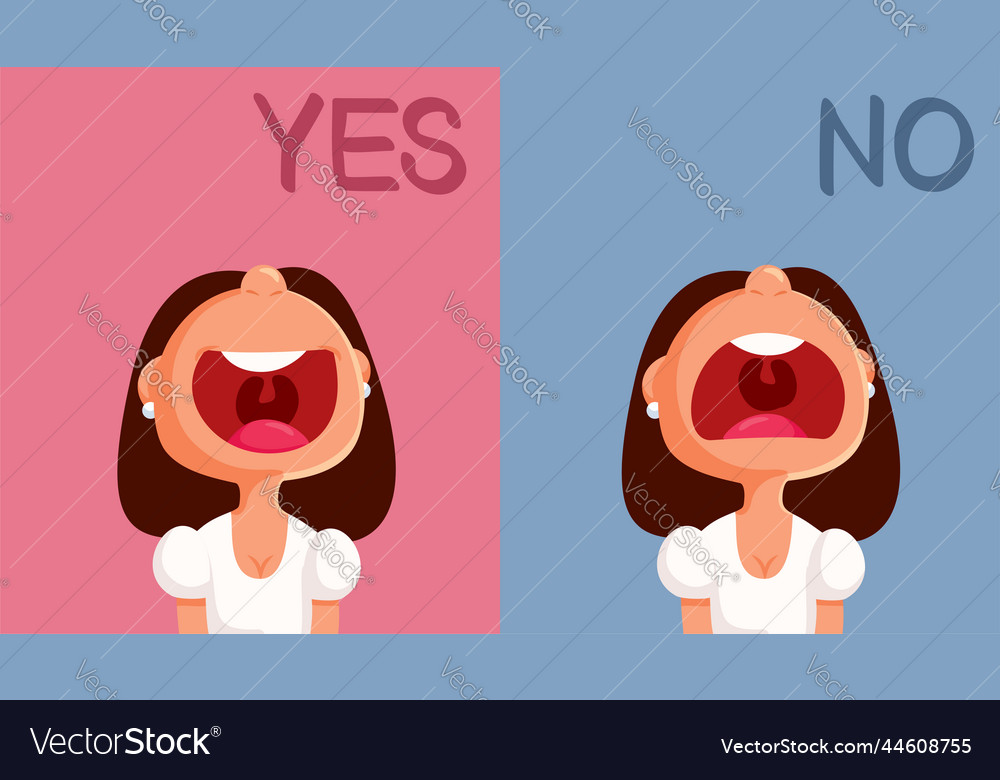 Woman saying yes and no cartoon character Vector Image