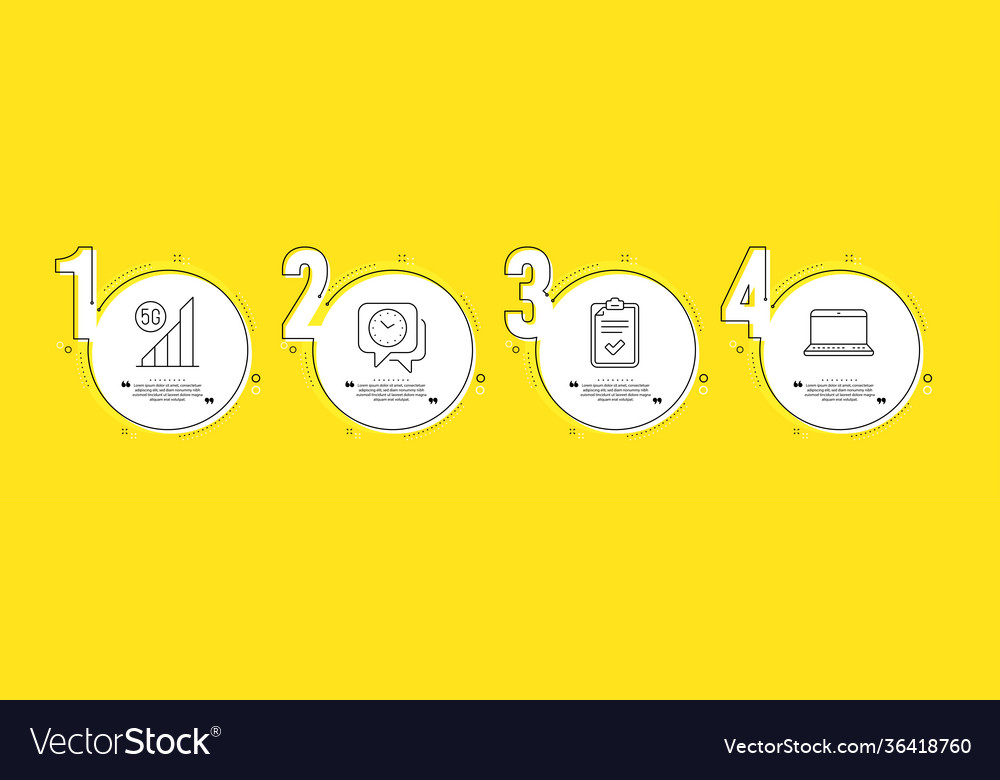5g wifi checklist and clock icons set notebook Vector Image 5g wifi checklist and clock icons set notebook