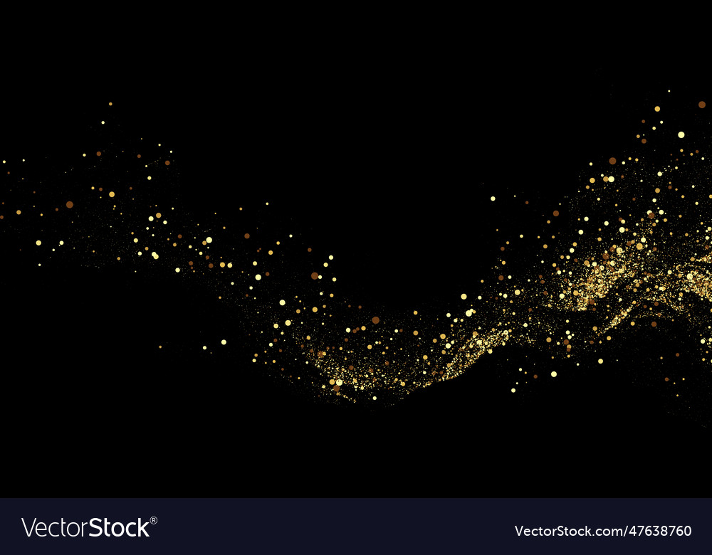 Abstract golden wavy design element with glitter Vector Image