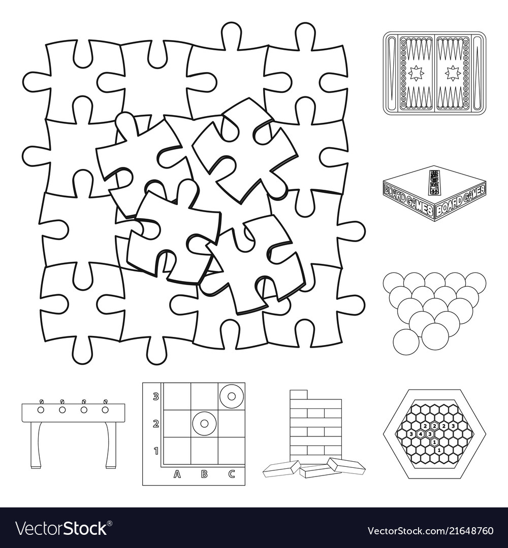 Board game outline icons in set collection