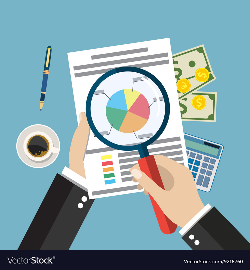 Businessman Analyzing Data with Magnifier