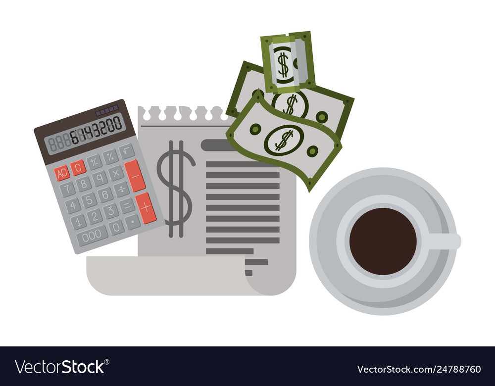 Clipboard taxes with calculator and bills