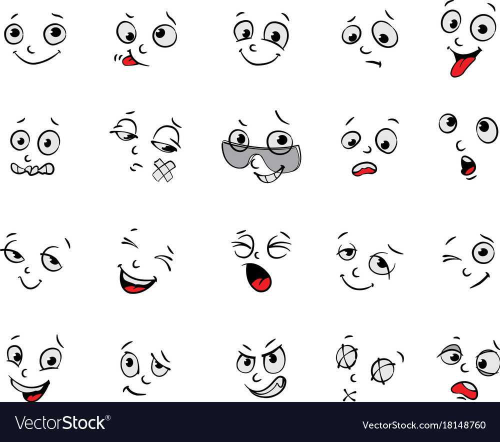 Cartoon face expressions, vector