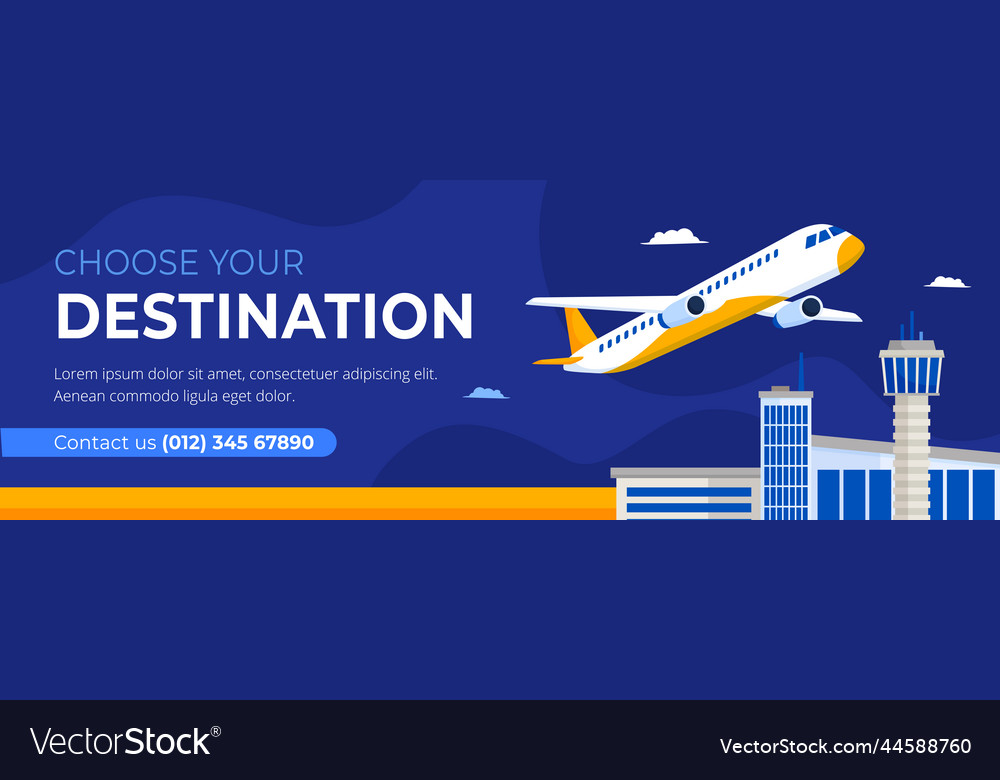 Flat design airline company sale banner