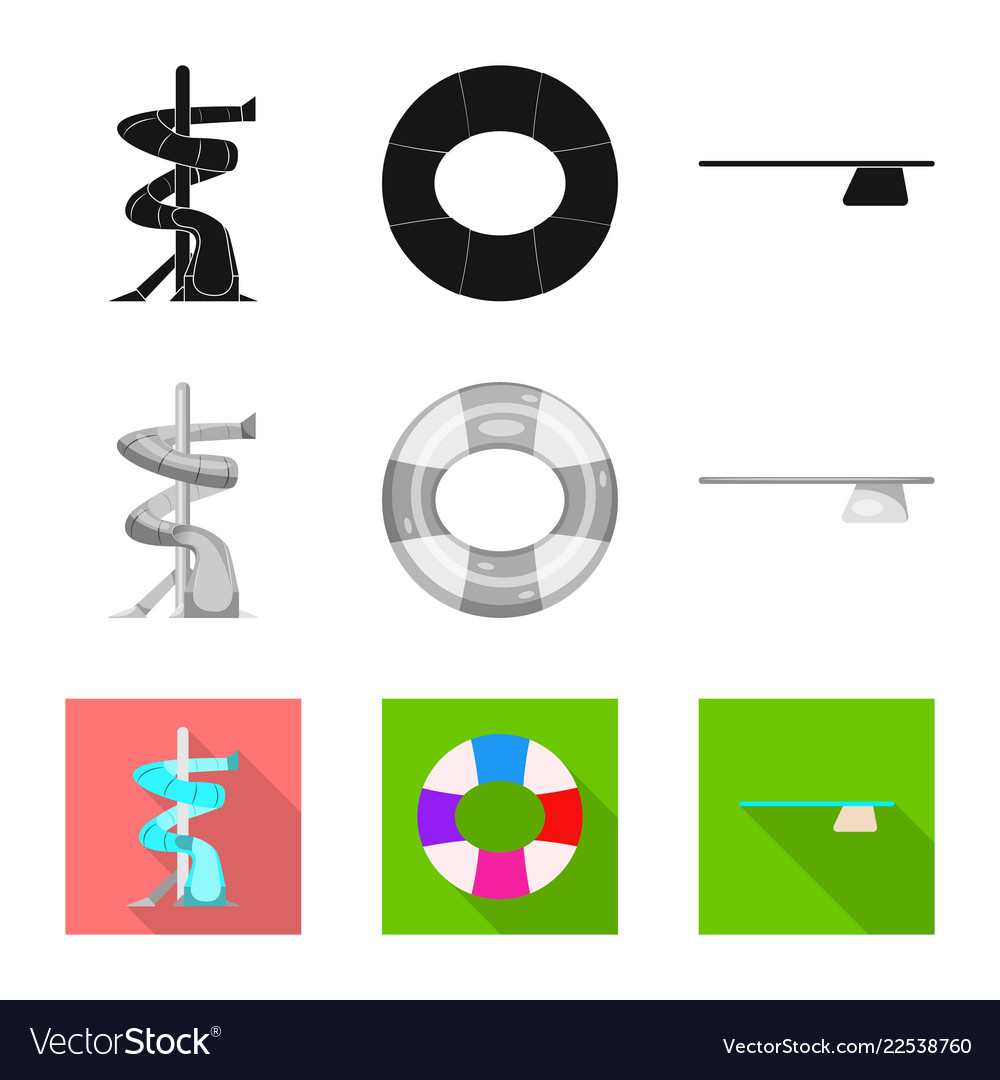 Isolated object of pool and swimming symbol set vector image Isolated object of pool and swimming symbol set