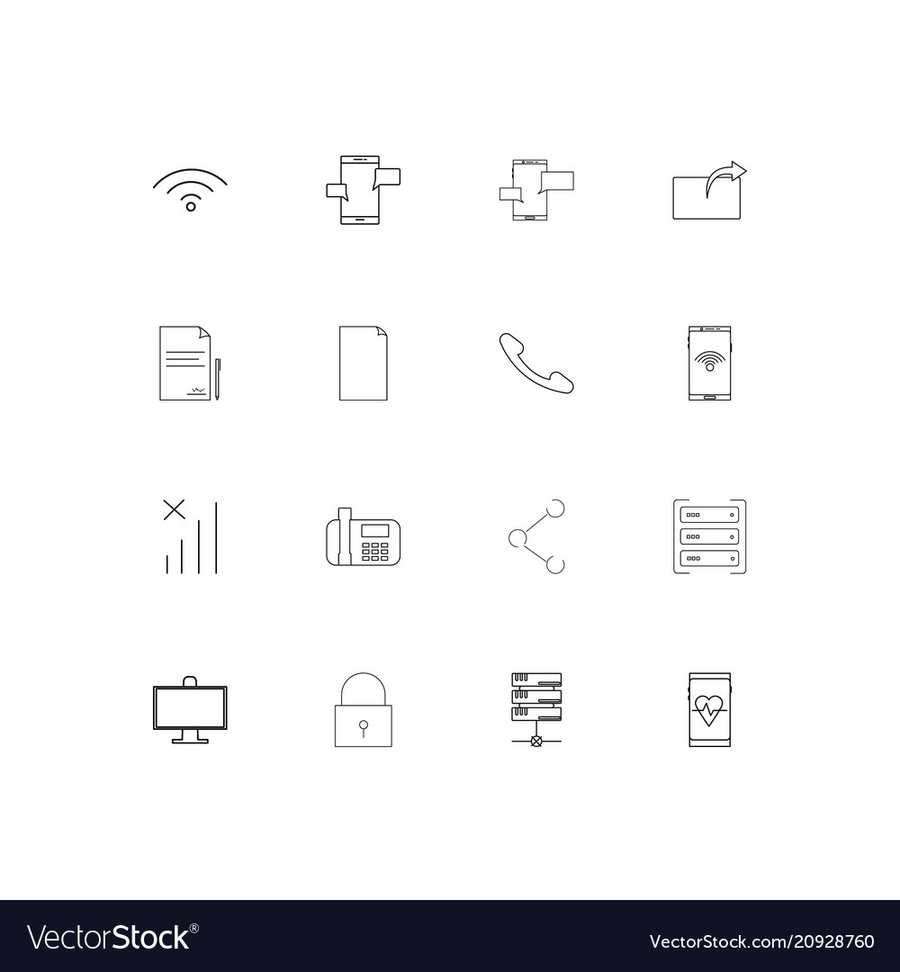 Network and database linear thin icons set
