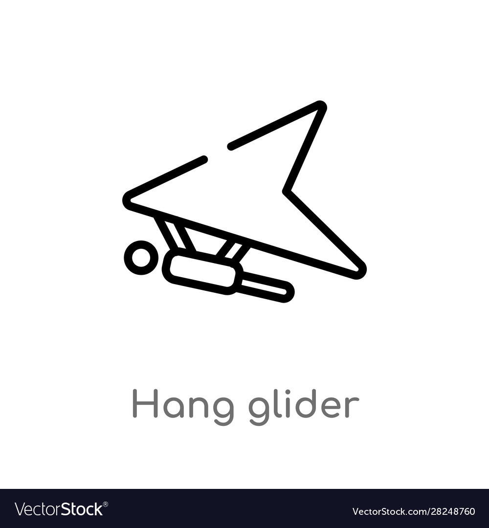 Outline Hang Glider Icon Isolated Black Simple Vector Image 3132