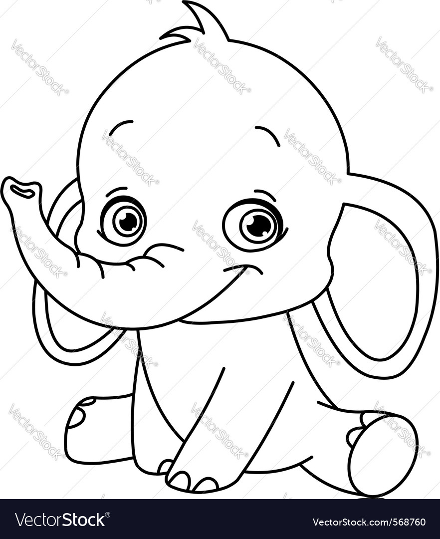 elephant with baby outline