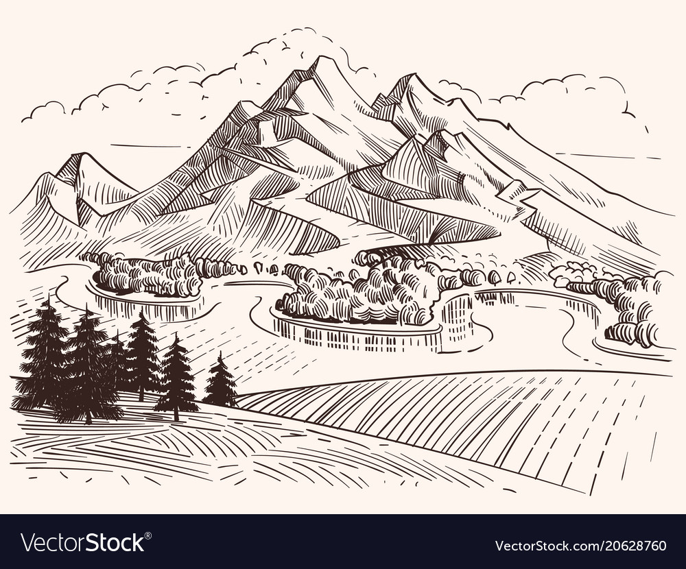 Mountain Sketch Vector Art Icons and Graphics for Free Download