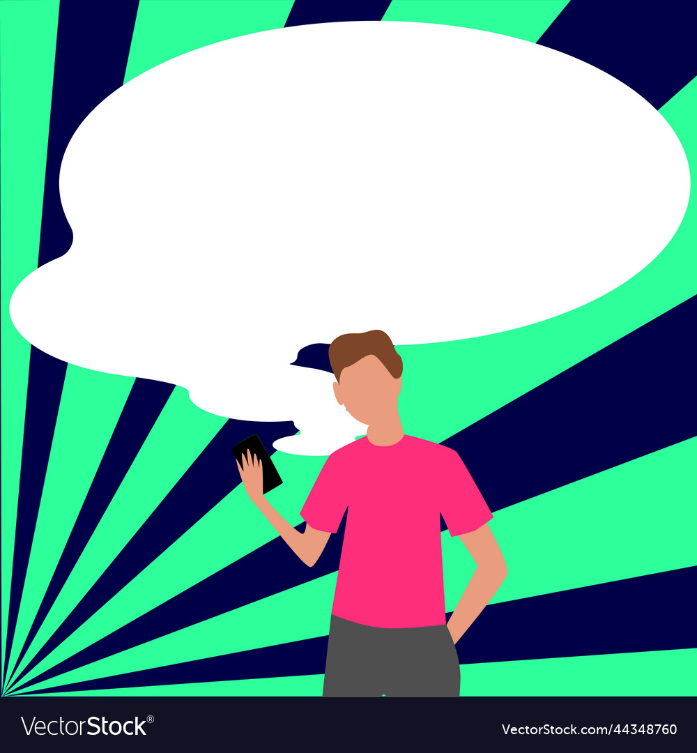 Presenter with conversation bubble showing new Vector Image Presenter with conversation bubble showing new