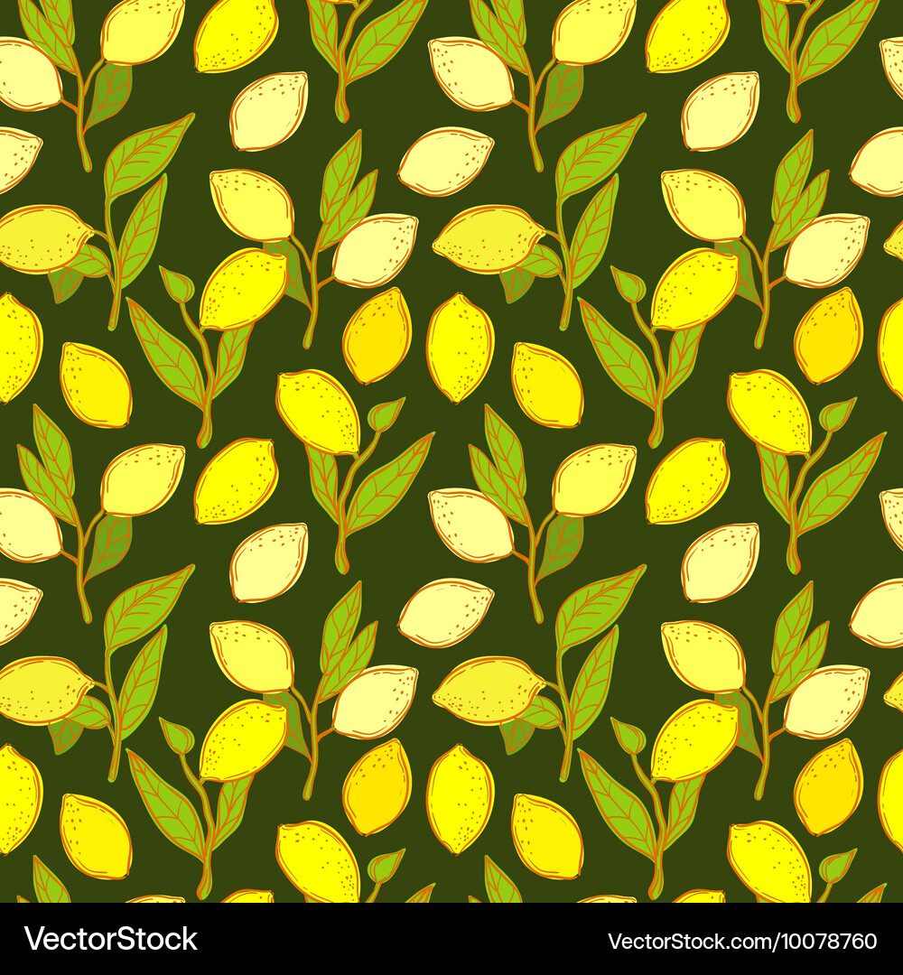Seamless pattern with lemons background Royalty Free Vector