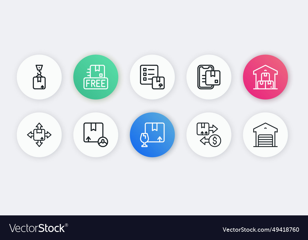 Set line package box with fragile content full vector image Set line package box with fragile content full