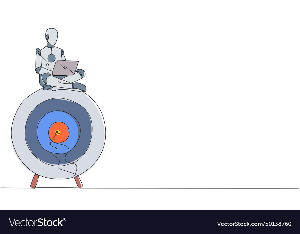 Single continuous line drawing robotic artificial vector image Single continuous line drawing robotic artificial