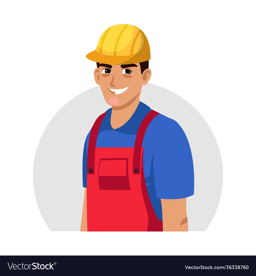 Smiling builder worker in helmet uniform avatar vector image Smiling builder worker in helmet uniform avatar