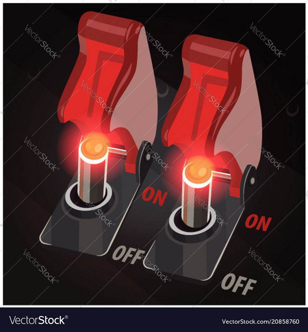 Toggle switches in on position Royalty Free Vector Image