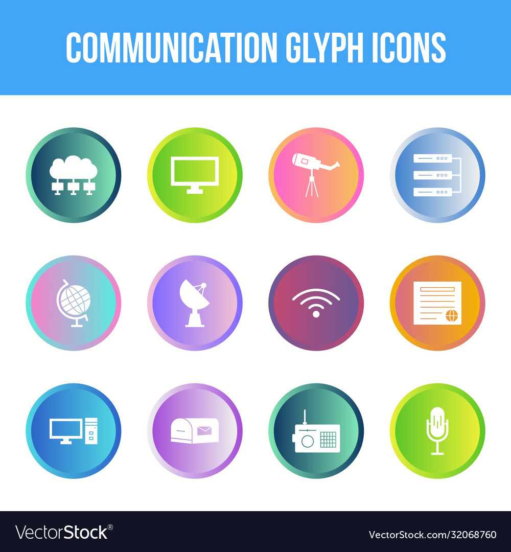 Unique communication glyph icon set