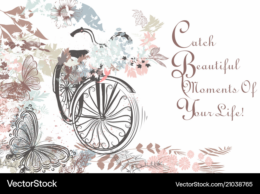 Beautiful hand drawn bicycle with butterflies Vector Image