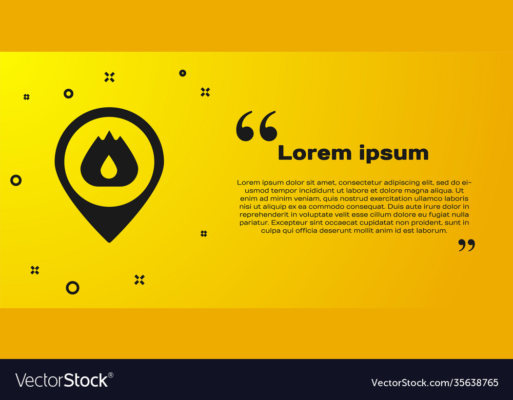 Black map pointer with fire flame icon isolated vector image Black map pointer with fire flame icon isolated