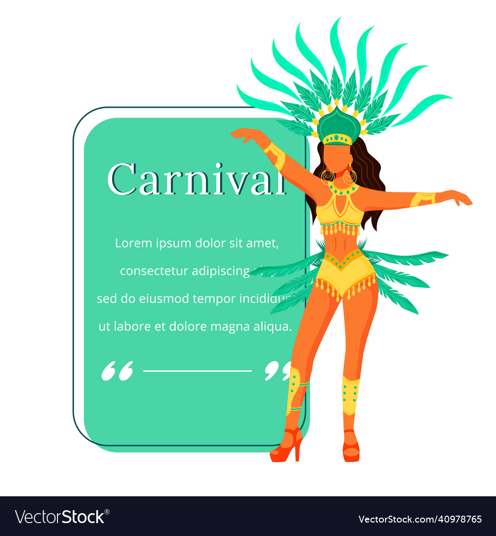 Carnival flat color character quote woman