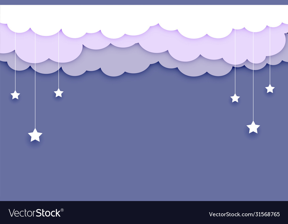 Clouds background with stars and text soace