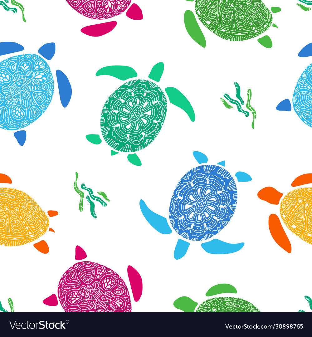 Colorful Doodle Turtle Pattern