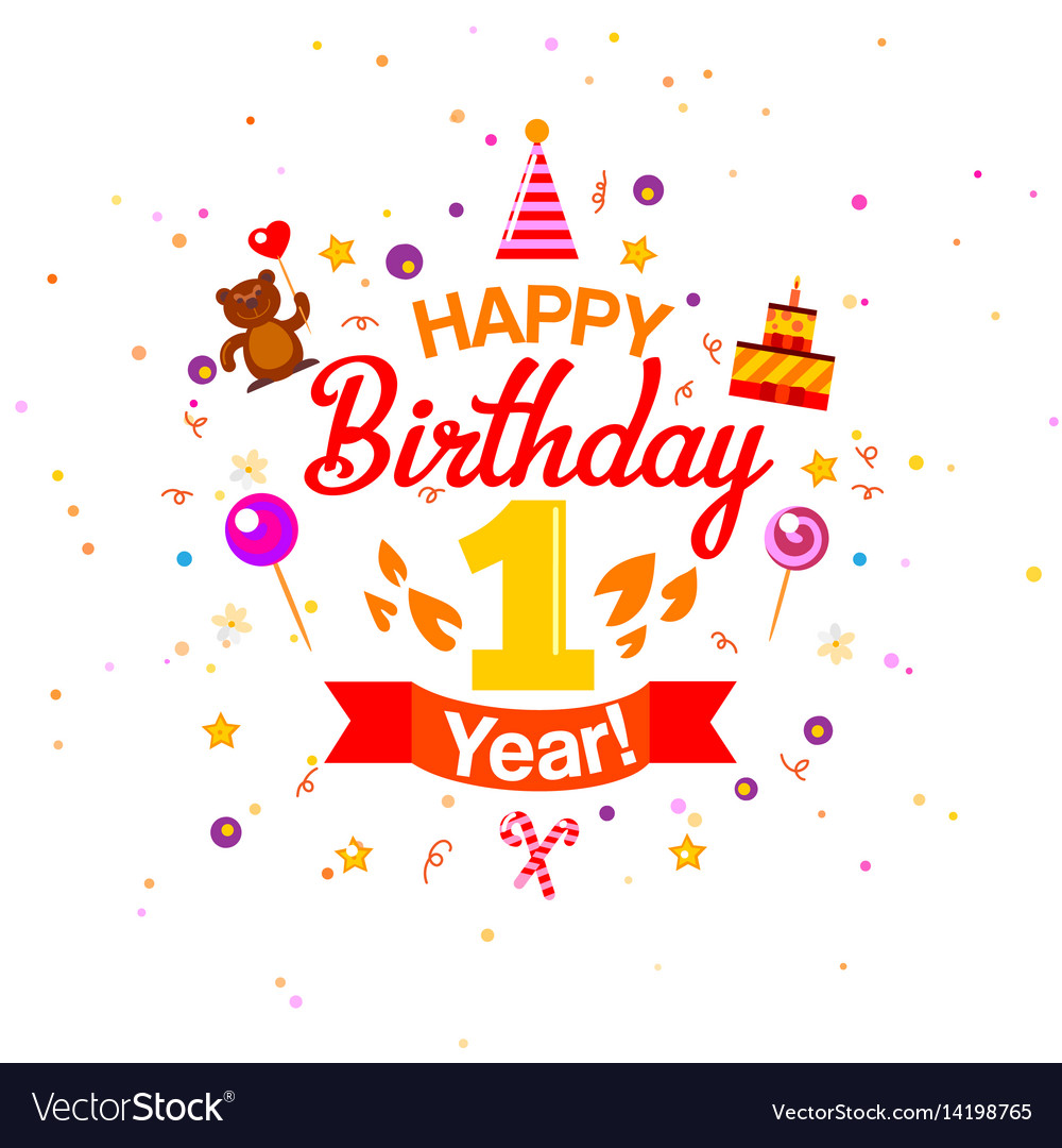 First birthday greetings card Royalty Free Vector Image