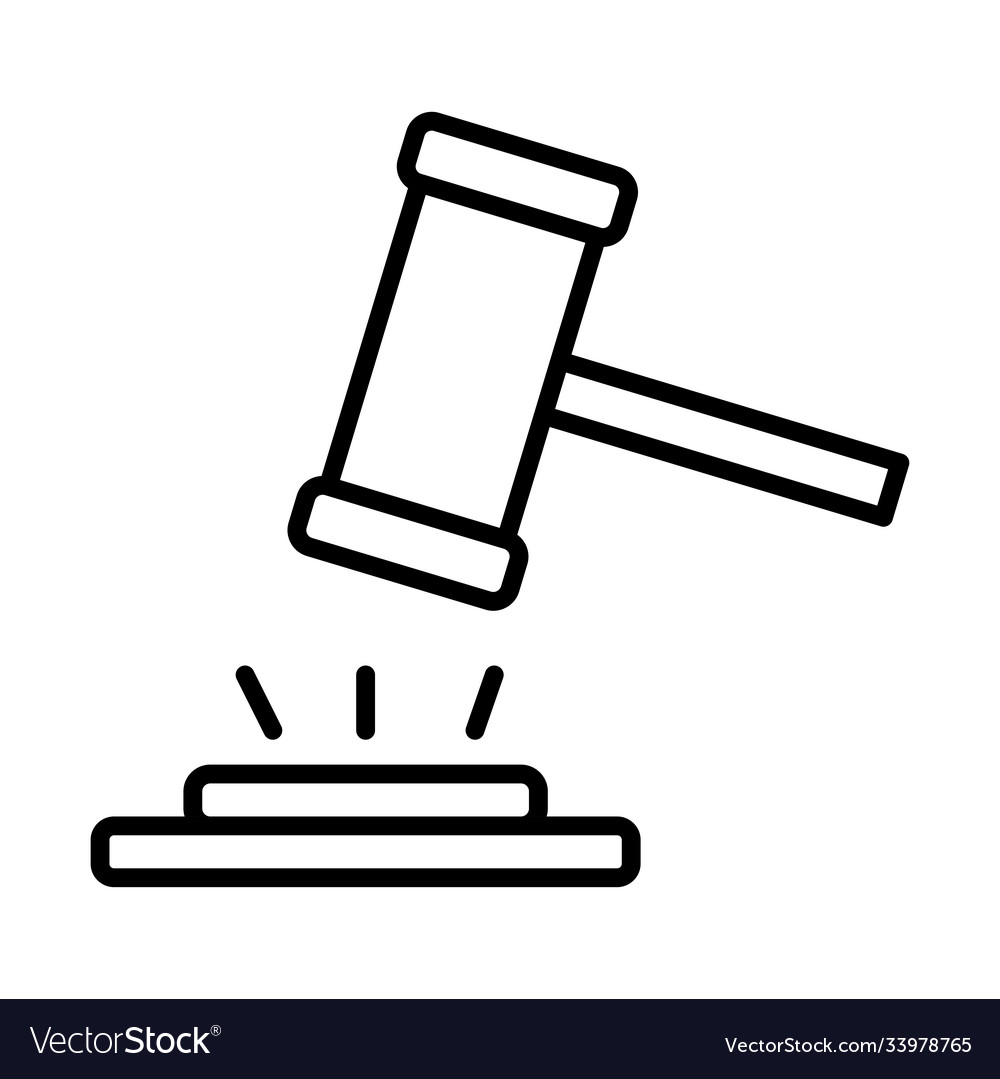 Hammer judge line style icon